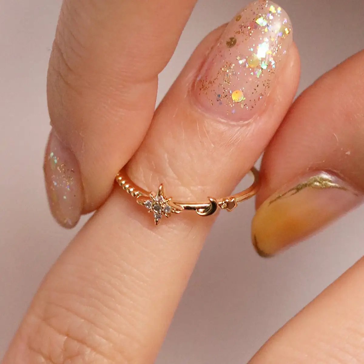 Moon and star ring by Nabi London