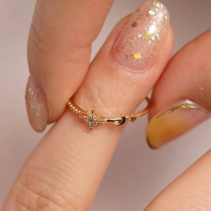 Moon and star ring by Nabi London