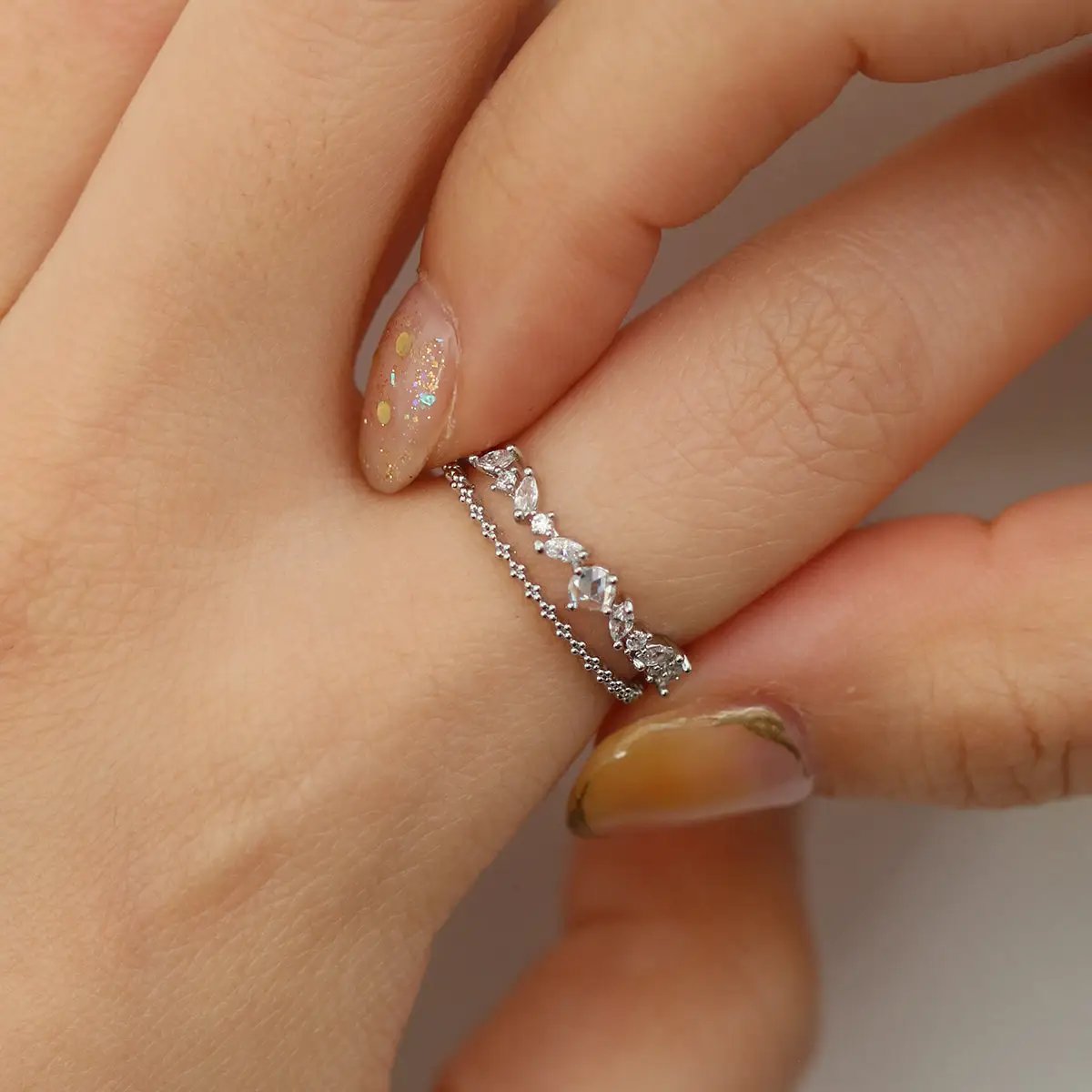 Cubic layered ring by Nabi London