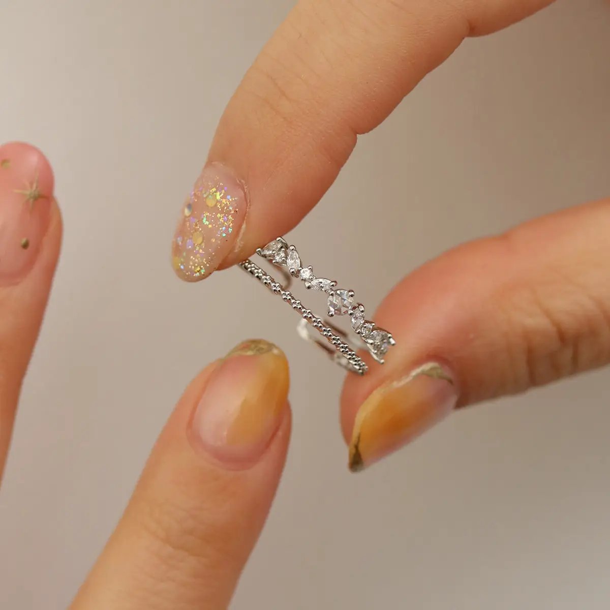 Cubic layered ring by Nabi London