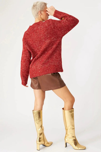 Red Glitter Christmas Jumper with Deer Embroidery by Jayley