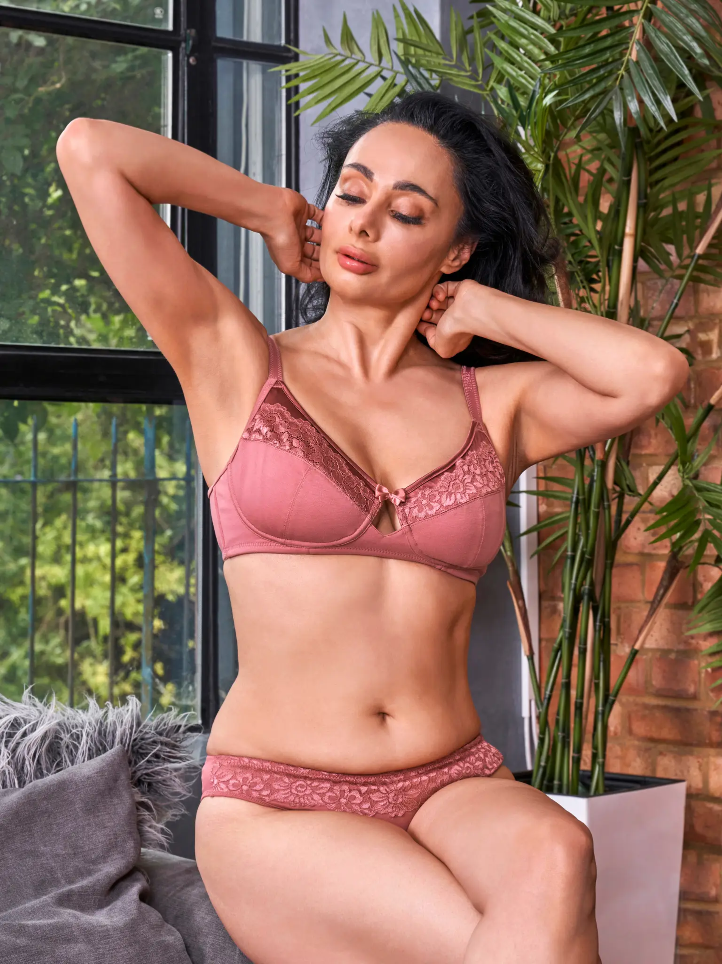 Rosie - Silk & Organic Cotton Lace Full Cup Wireless Bra by Juliemay Lingerie