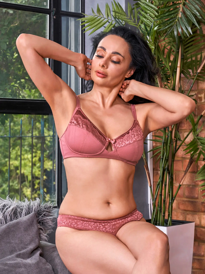 Rosie - Silk & Organic Cotton Lace Full Cup Wireless Bra by Juliemay Lingerie