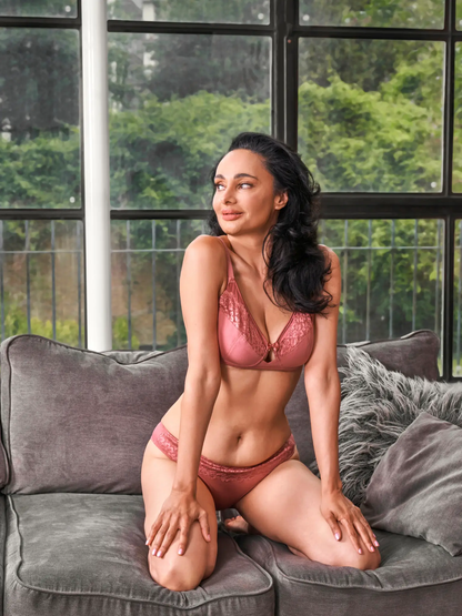Rosie - Silk & Organic Cotton Lace Full Cup Wireless Bra by Juliemay Lingerie