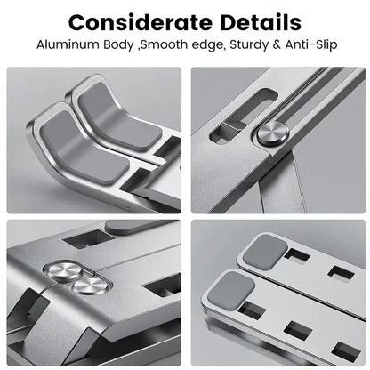 Aluminum Alloy Laptop Holder Stand Adjustable Foldable Portable for Notebook Computer Bracket Lifting Cooling Holder Non-slip by All Mart Bristol Ltd
