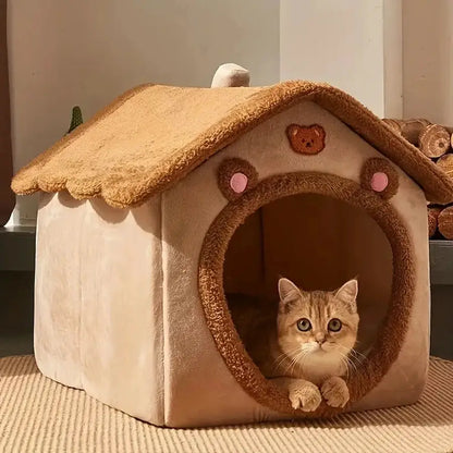 Folding Houses Removable Washable Cat House Puppy Cave Sofa Four Seasons General Can Pet Supplies for Small Medium Pet by All Mart Bristol Ltd