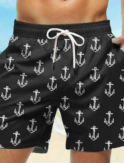 Men's Board Shorts Swim Shorts Swim Trunks Drawstring Elastic Quick Dry Short Beach Hawaiian Casual Black White Micro-elastic by All Mart Bristol Ltd