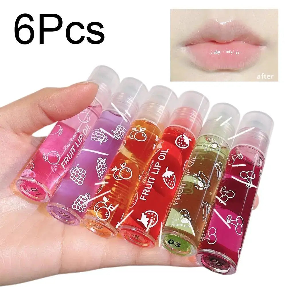 6 Colors Roll-on Fruit Essence Lip Balm Lip Oil Lip Moisturizing Mirror Primer Lip Lipstick Hydrating random Gloss Transparent by All Mart Bristol Ltd