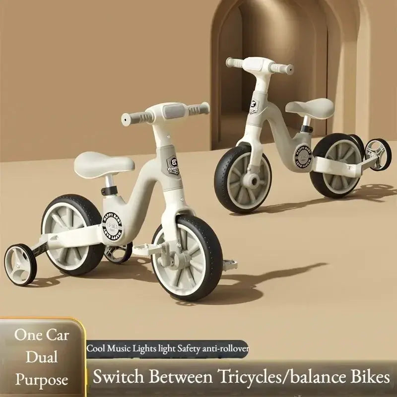 2-in-1 Children's Balance Bike Three Wheeled Multifunctional Pedals with Music Lighting Baby Walker Indoor and Outdoor Toys by All Mart Bristol Ltd