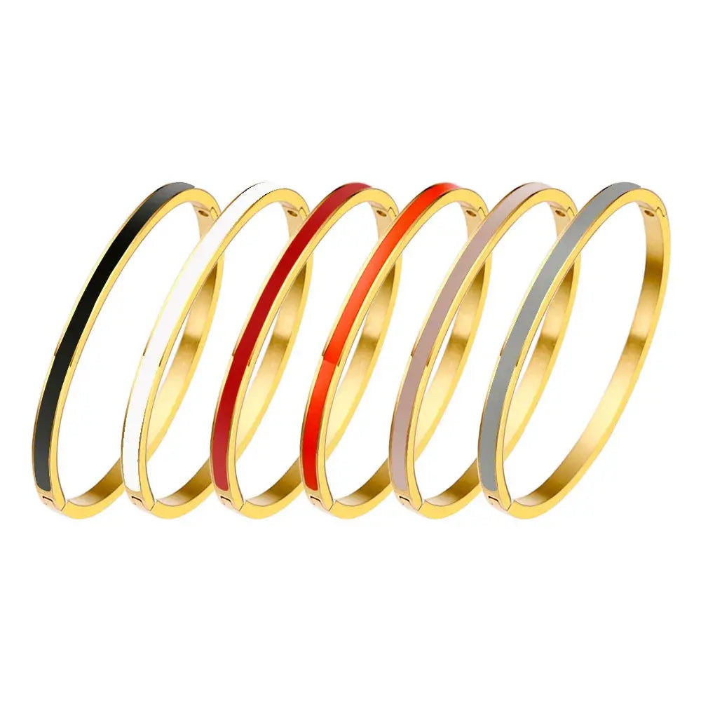 CARLIDANA Luxury Colorful Orange Enamel Bangles Bracelets for Women Party Gift Fashion Bangles Original Stainless Steel Jewelry by All Mart Bristol Ltd