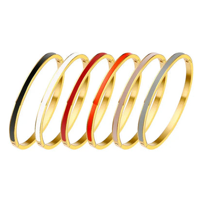 CARLIDANA Luxury Colorful Orange Enamel Bangles Bracelets for Women Party Gift Fashion Bangles Original Stainless Steel Jewelry by All Mart Bristol Ltd