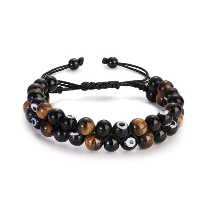 Fashion Men Bracelets Hematite Tiger Eye Double Layer Row Bracelets Pulsera Hombre Magnetic Health Protection Healing Bracelets by All Mart Bristol Ltd