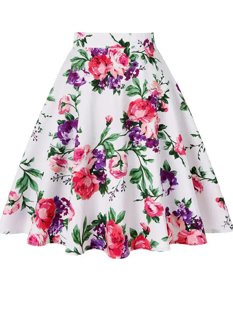 Women's Runway Cotton Retro Vintage Skirt Black Faldas High Waist A Line Rockabilly Jupe 50s Swing Umbrella Skirts Pin Up Skater by All Mart Bristol Ltd