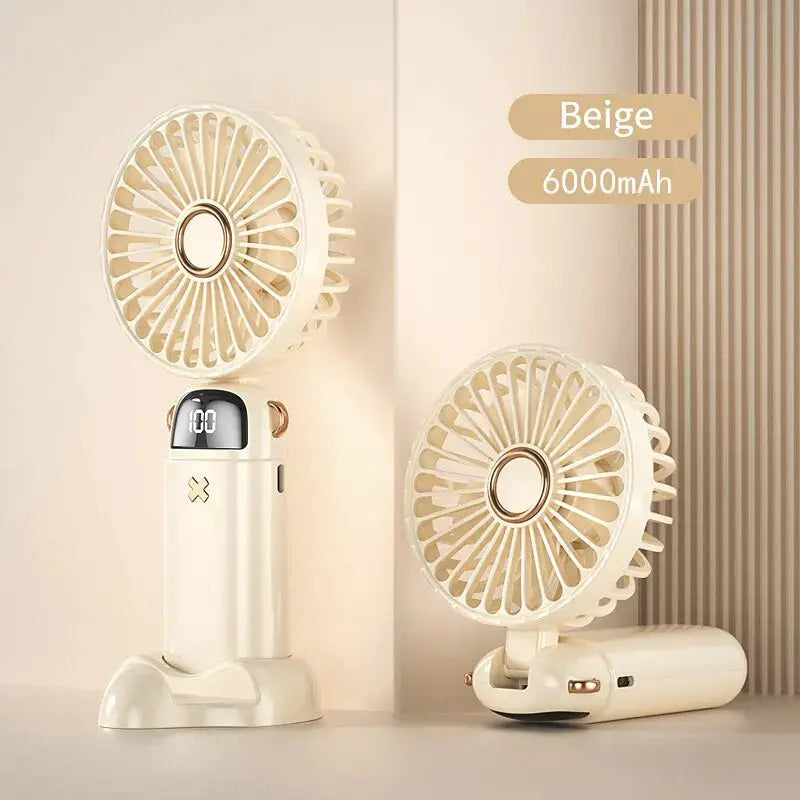 Hot Sell Handheld Mini Fan Foldable Portable Neck Hanging Fans 5 Speed USB Rechargeable Fan with Phone Stand and Display Screen by All Mart Bristol Ltd