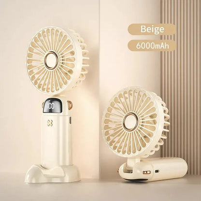 Hot Sell Handheld Mini Fan Foldable Portable Neck Hanging Fans 5 Speed USB Rechargeable Fan with Phone Stand and Display Screen by All Mart Bristol Ltd