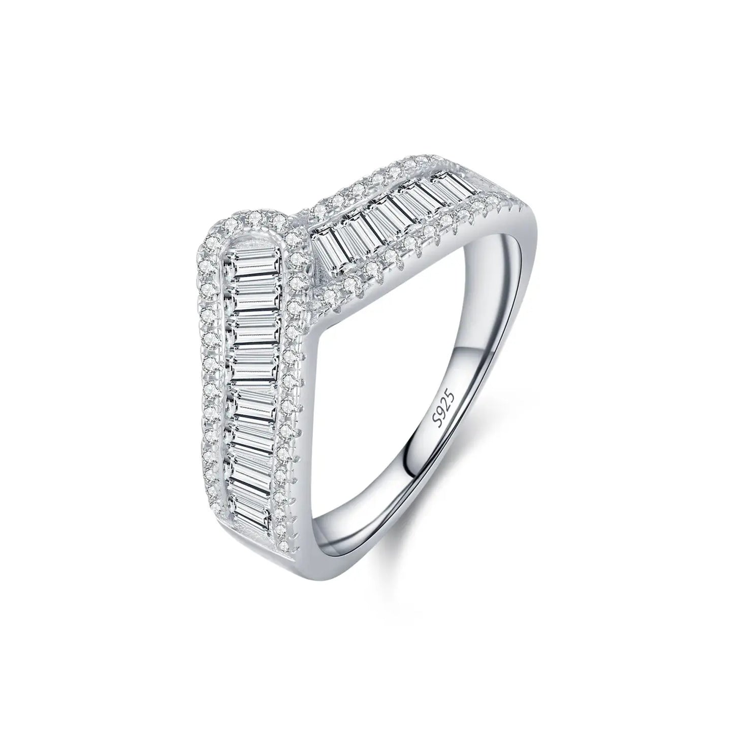 MODIAN 925 Sterling Silver Sparkling Arrow Pave Setting CZ Eternity Band Rings For Women Wedding Engagement Statement Jewelry by All Mart Bristol Ltd