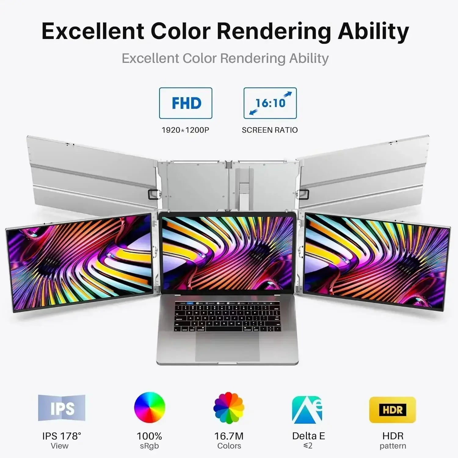 XIANWEI Portable Triple Monitor 14/15 inch Office Double Travel Dual Gaming Folding Extended Display Screen For Laptop Extension by All Mart Bristol Ltd