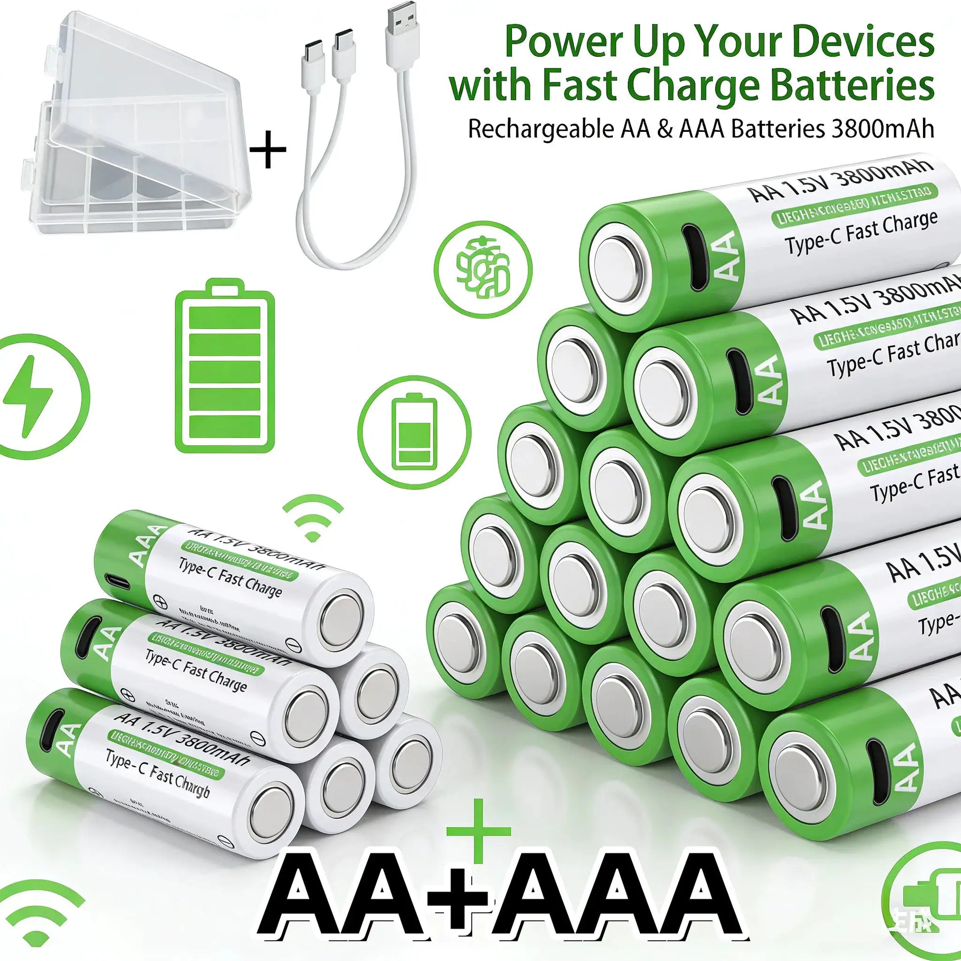 2025NEW Lithium-Ion Battery Type-C Rechargeable High-Capacity Battery AA&AAA Battery For remote control, mouse, electric toys by All Mart Bristol Ltd