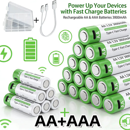 2025NEW Lithium-Ion Battery Type-C Rechargeable High-Capacity Battery AA&AAA Battery For remote control, mouse, electric toys by All Mart Bristol Ltd