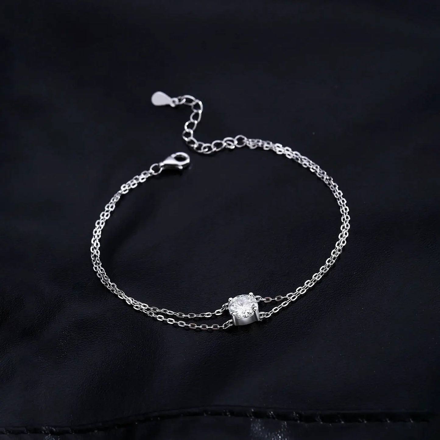 MODIAN 1CT D Color Moissanite Bracelet 925 Sterling Silver Delicate Double Layer Bracelets For Bridal Wedding Fine Jewelry Gifts by All Mart Bristol Ltd