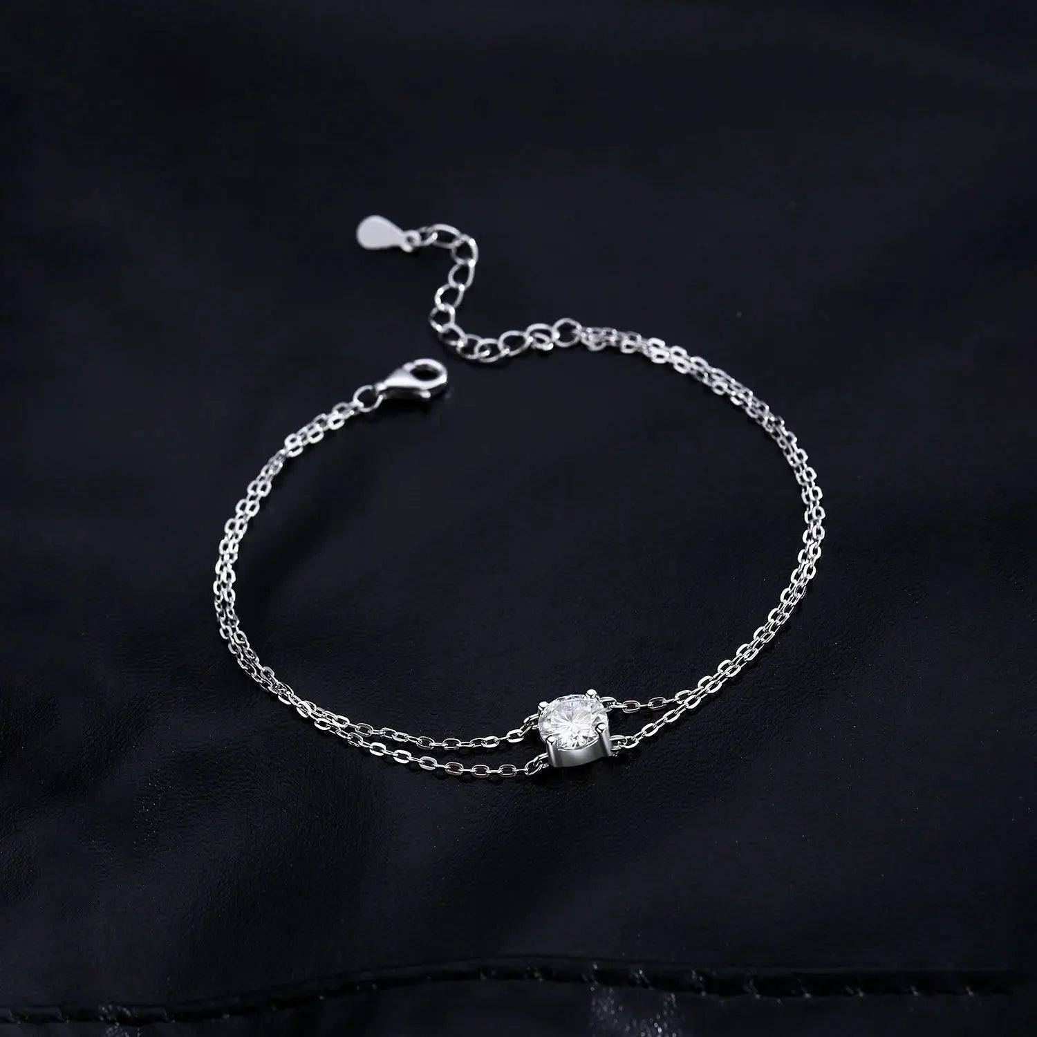 MODIAN 1CT D Color Moissanite Bracelet 925 Sterling Silver Delicate Double Layer Bracelets For Bridal Wedding Fine Jewelry Gifts by All Mart Bristol Ltd