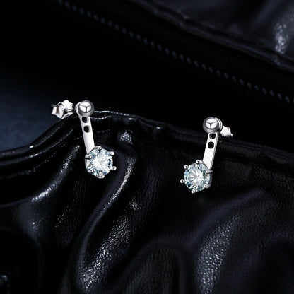 MODIAN D Color VVS1 Round Teal Moissanite Ear Climbers 925 Sterling Silver Luxury Trendy Stud Earrings For Women Fine Jewelry by All Mart Bristol Ltd