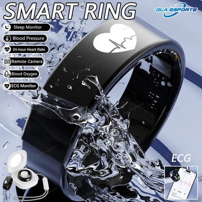 New ECG Smart Ring Men Women Charging Box Body temperature Blood pressure Health Monitor 5ATM Waterproof Remote Control Rings by All Mart Bristol Ltd