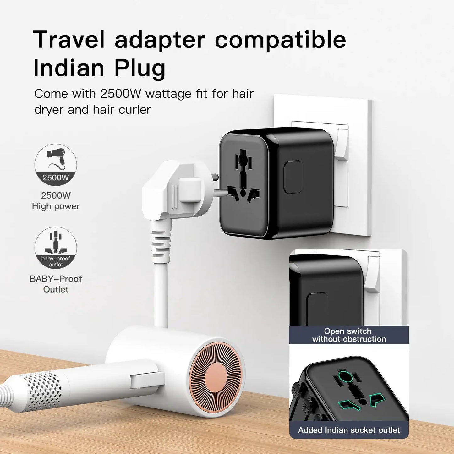 GaN 20W International Power Adapter,2 USB-C & 2 USB-A Fast Charging Travel Charger,Outlet Adapter Travel for Europe EU UK USA AU by All Mart Bristol Ltd