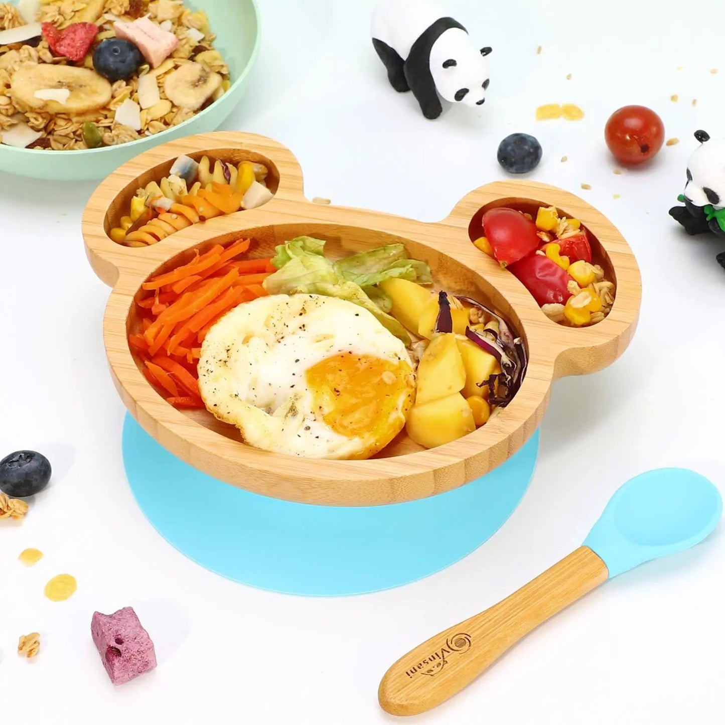 VINSANI MOUSE BAMBOO PLATE & SPOON SET by Vinsani