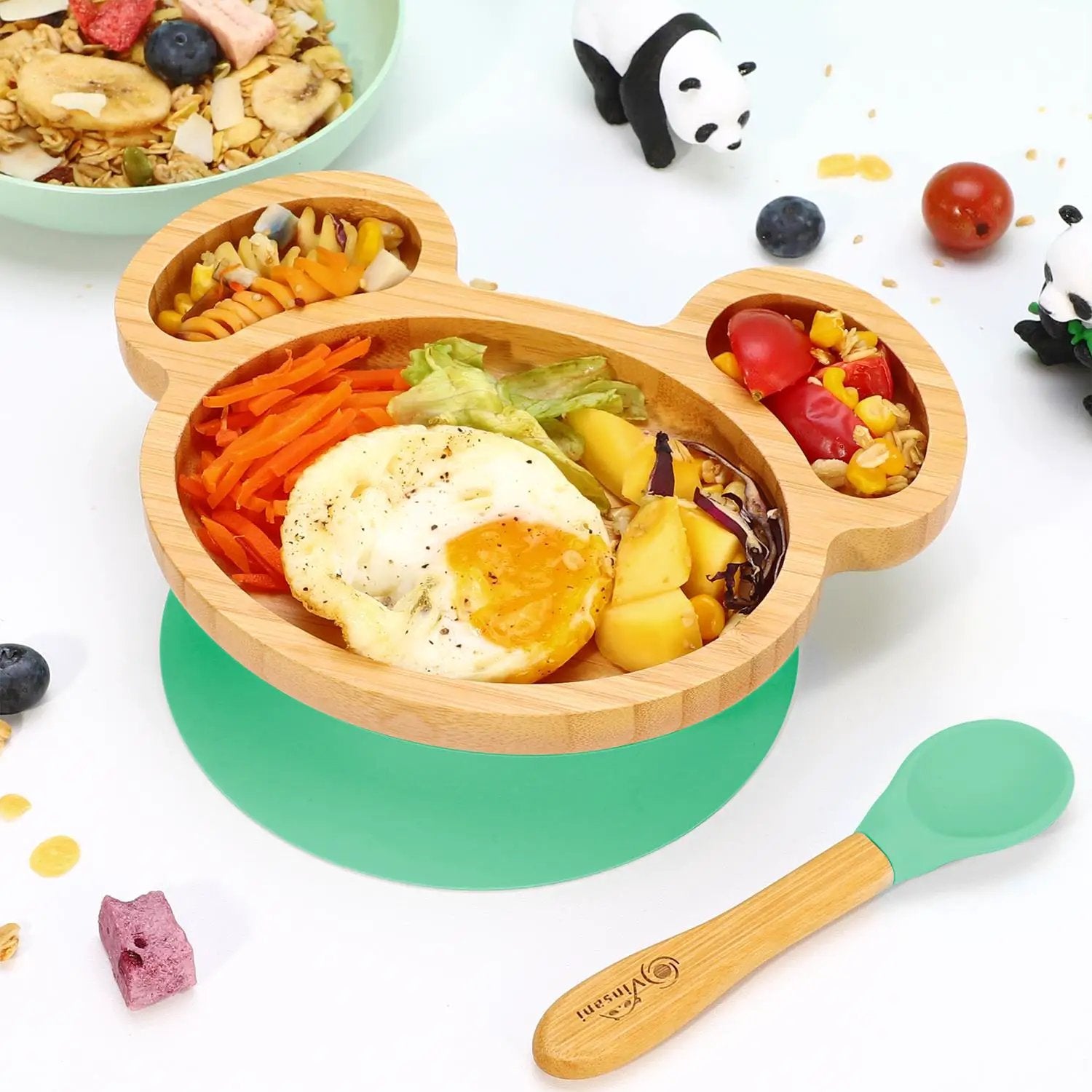 VINSANI MOUSE BAMBOO PLATE & SPOON SET by Vinsani