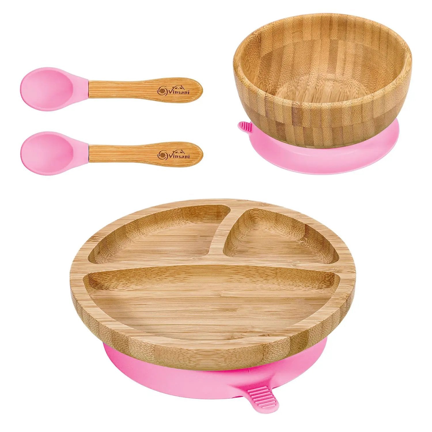 VINSANI BAMBOO BOWL, ROUND PLATE & SPOON SET by Vinsani