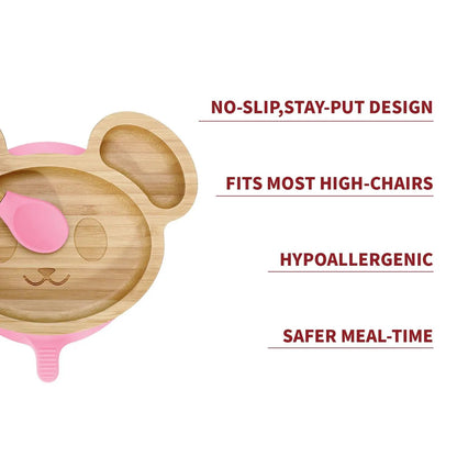 VINSANI MOUSE BAMBOO PLATE & SPOON SET by Vinsani