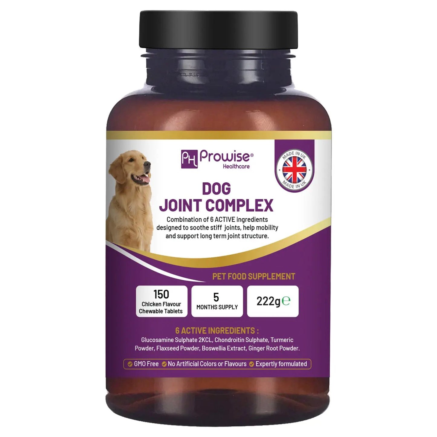 Dog Joint Support 150 Chicken Chewable Tablets 5 Months Supply | UK Made by Prowise by Prowise Healthcare