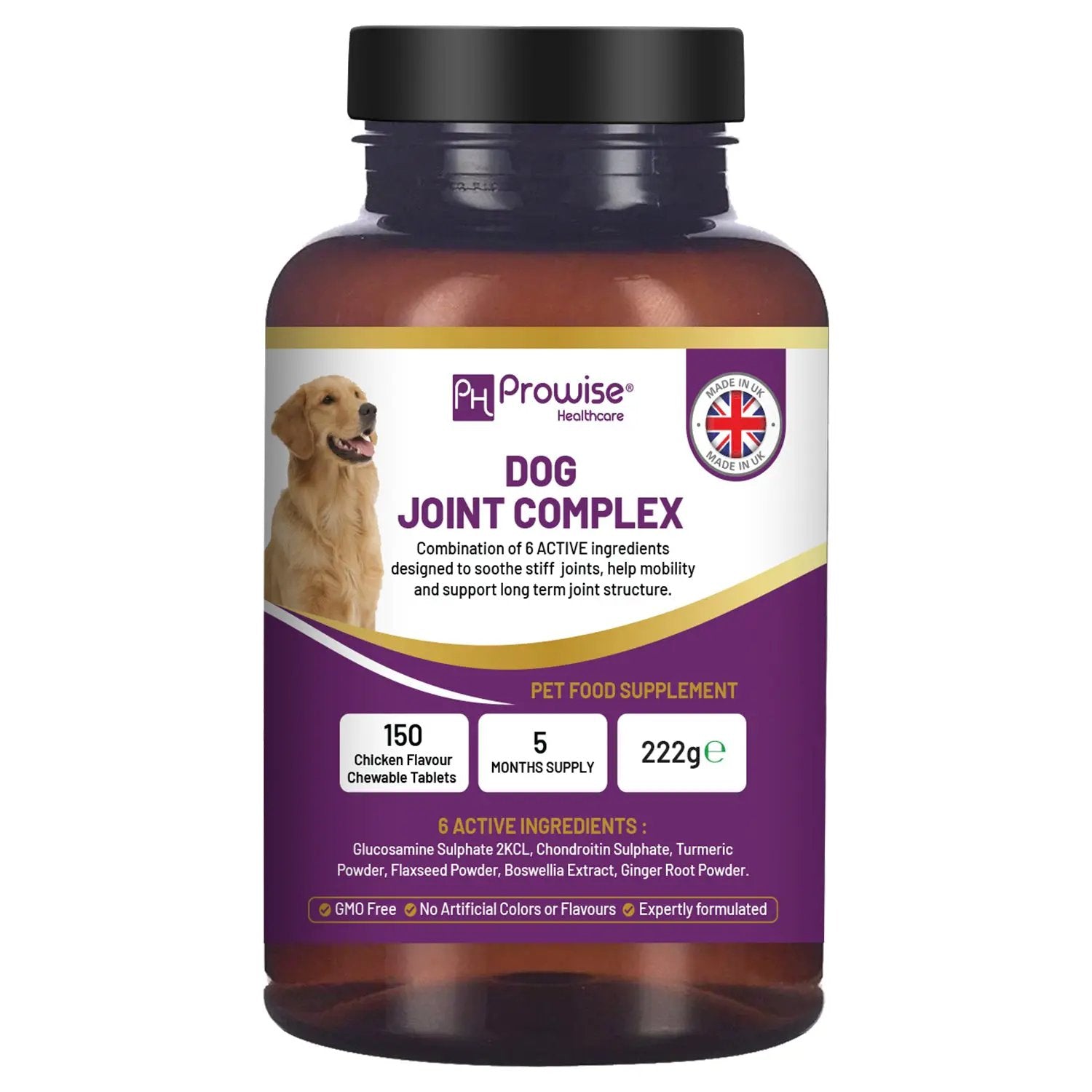 Dog Joint Support 150 Chicken Chewable Tablets 5 Months Supply | UK Made by Prowise by Prowise Healthcare