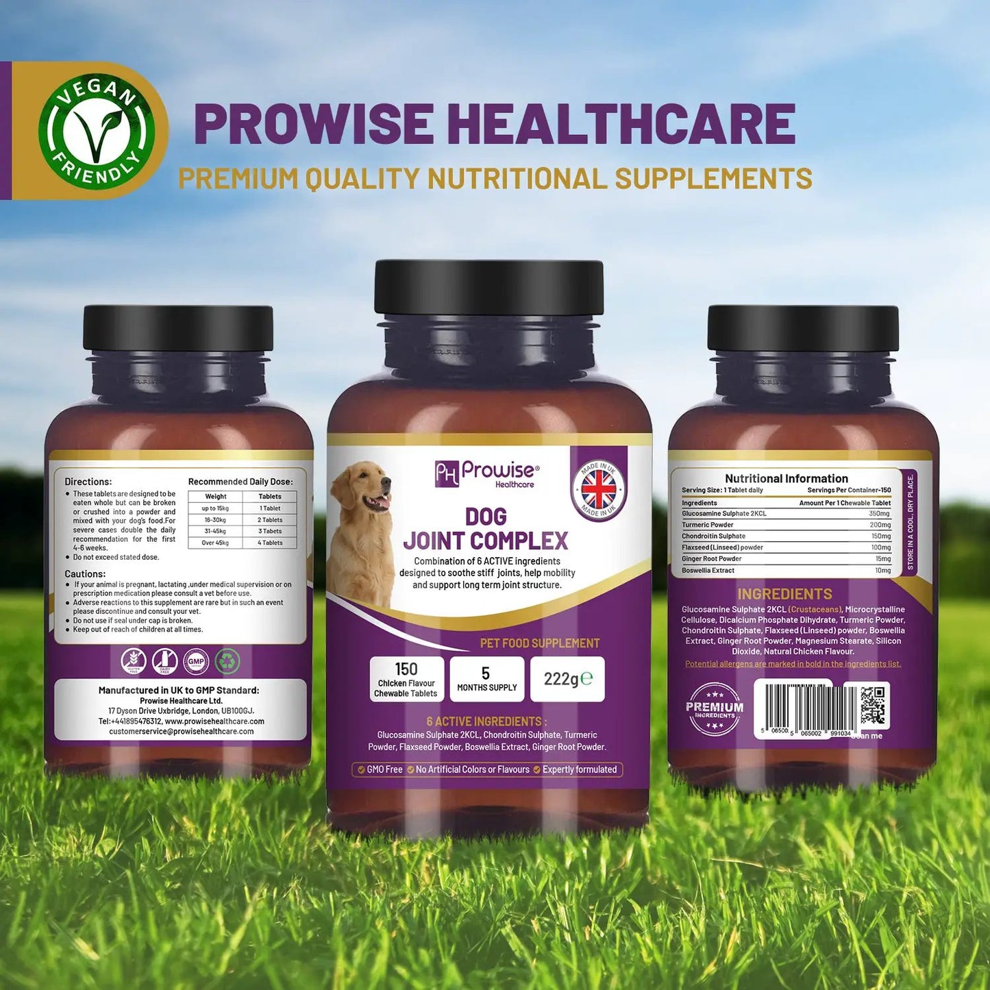 Dog Joint Support 150 Chicken Chewable Tablets 5 Months Supply | UK Made by Prowise by Prowise Healthcare