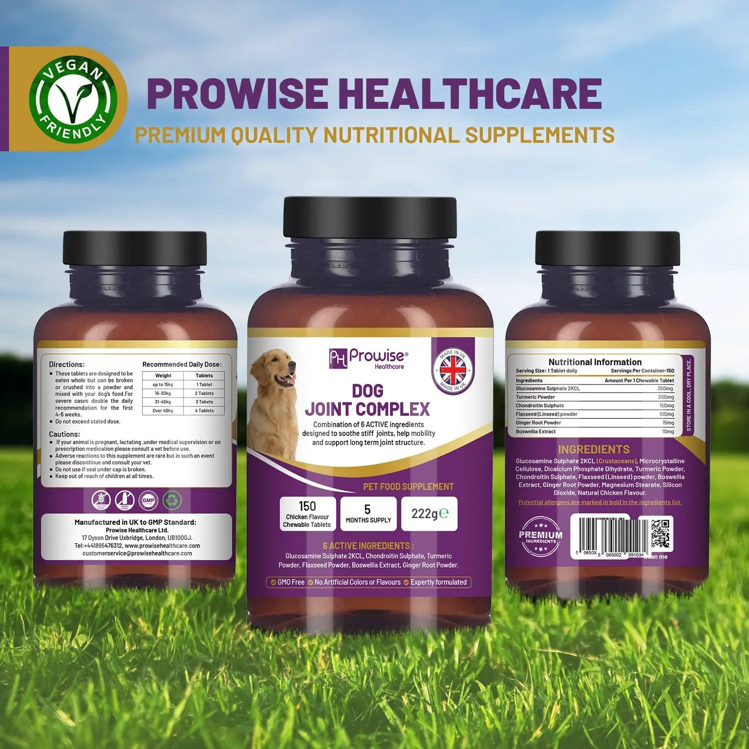 Dog Joint Support 150 Chicken Chewable Tablets 5 Months Supply | UK Made by Prowise by Prowise Healthcare