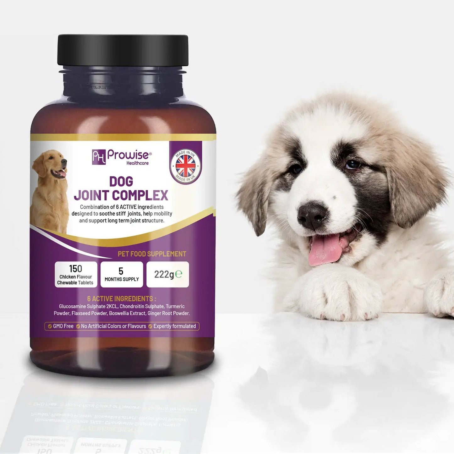 Dog Joint Support 150 Chicken Chewable Tablets 5 Months Supply | UK Made by Prowise by Prowise Healthcare