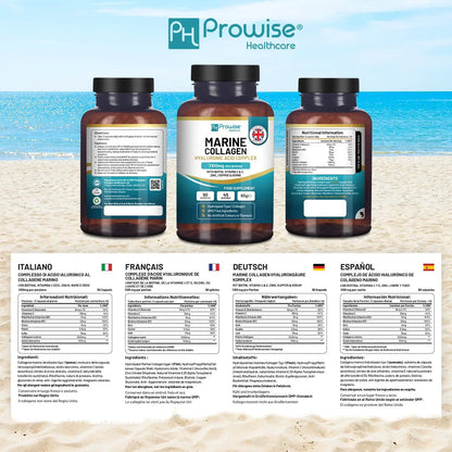 Marine Collagen with Hyaluronic Acid Complex 1100mg 90 Capsules I For Women and Men I Made in UK by Prowise by Prowise Healthcare Ltd