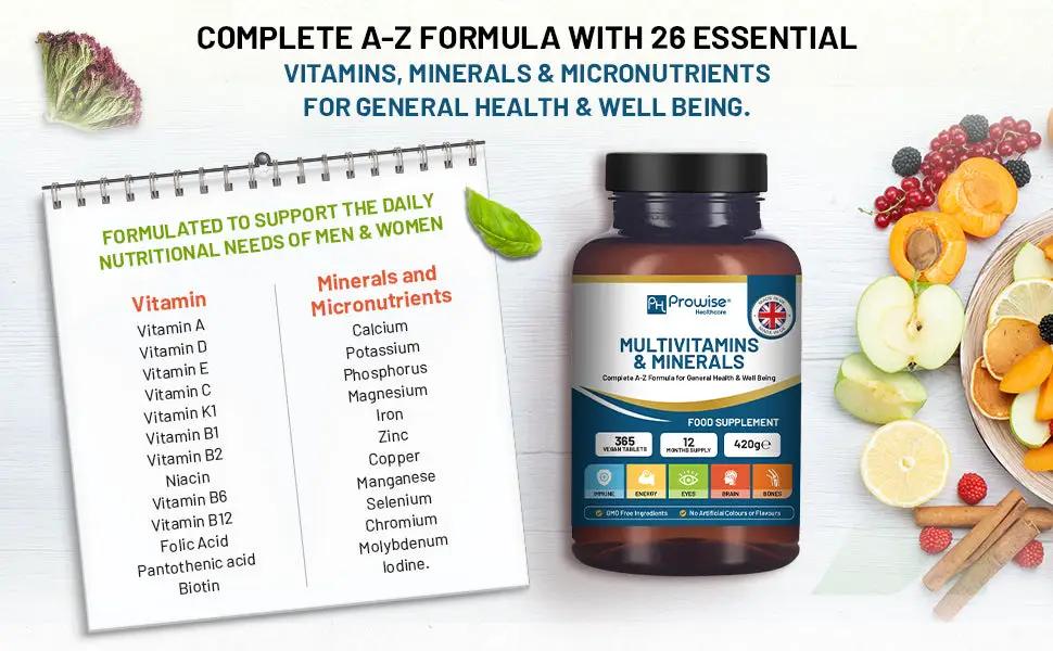 A-Z Multivitamins & Minerals - 365 Vegan Multivitamin Tablets by Prowise Healthcare