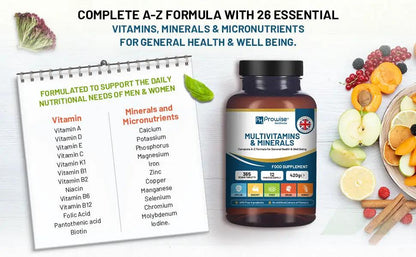 A-Z Multivitamins & Minerals - 365 Vegan Multivitamin Tablets by Prowise Healthcare