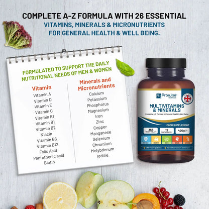 A-Z Multivitamins & Minerals - 365 Vegan Multivitamin Tablets by Prowise Healthcare