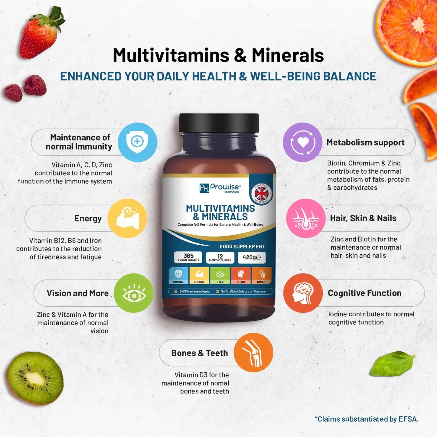 A-Z Multivitamins & Minerals - 365 Vegan Multivitamin Tablets by Prowise Healthcare