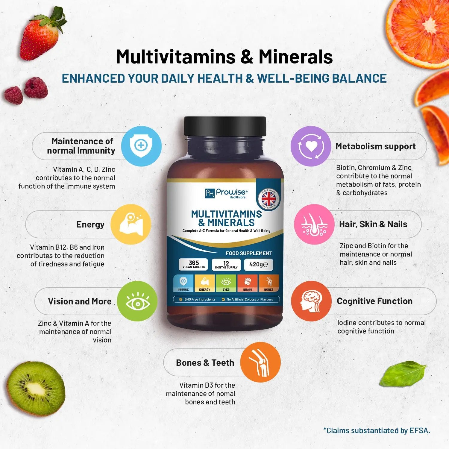A-Z Multivitamins & Minerals - 365 Vegan Multivitamin Tablets by Prowise Healthcare