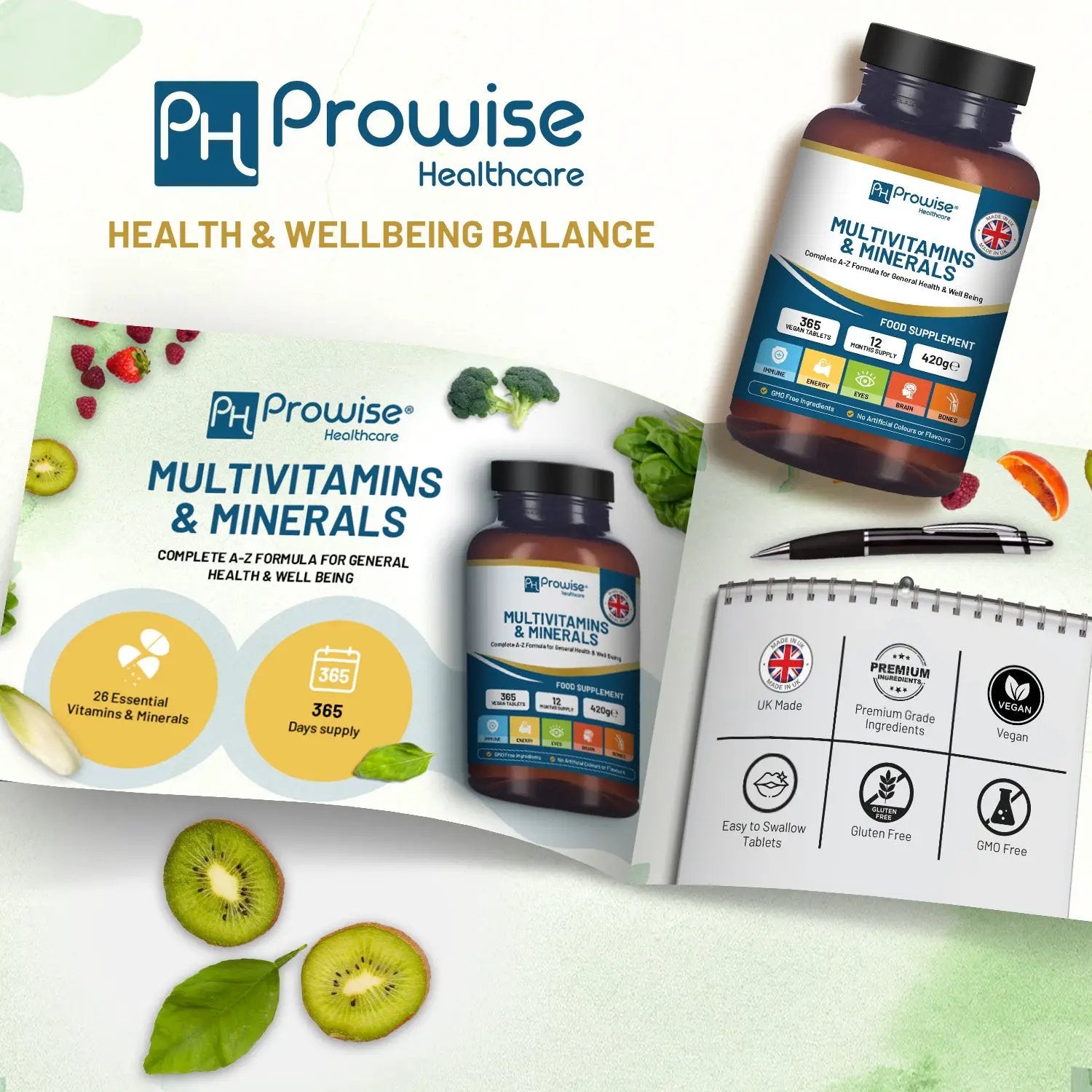 A-Z Multivitamins & Minerals - 365 Vegan Multivitamin Tablets by Prowise Healthcare