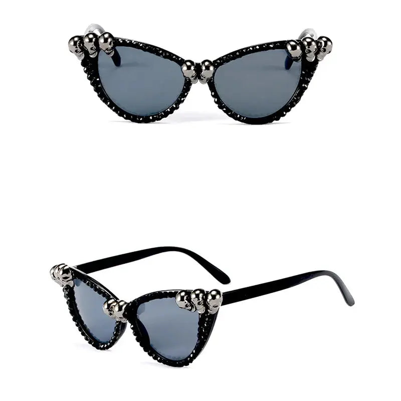 Gothic Skull Sunglasses Halloween Christmas Cat Eye Crystal Punk Sun Glasses by All Mart Bristol Ltd