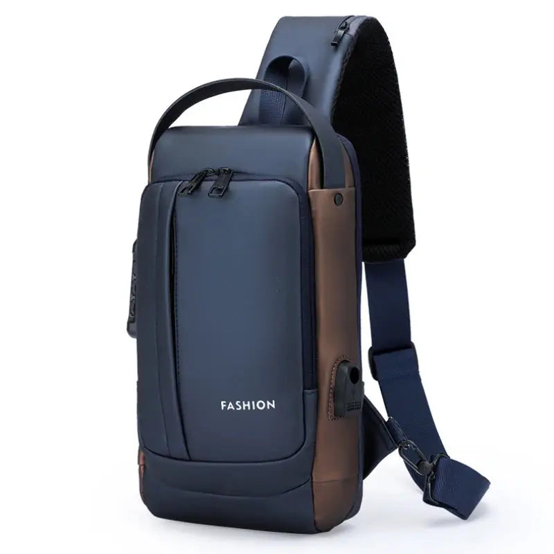 Men Anti Theft Chest Bag Shoulder Bags USB Charging Crossbody Package School Short Trip Messengers Bags Men's Oxford Sling Pack by All Mart Bristol Ltd