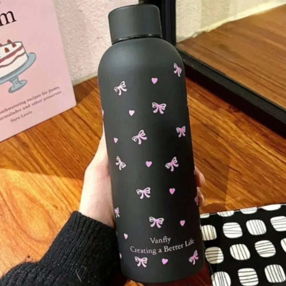 500ml Insulated Cup Stainless Steel Bowknot Dachshund Water Bottle Double Wall Small-mouth Travel Insulated Flask Daily Travel by All Mart Bristol Ltd