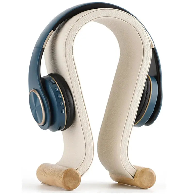 Universal Gaming Headset Stand PU Leather+Wood Headphone Holder Desk Display Shelf for Wired/Wireless Headphones Space Saving by All Mart Bristol Ltd