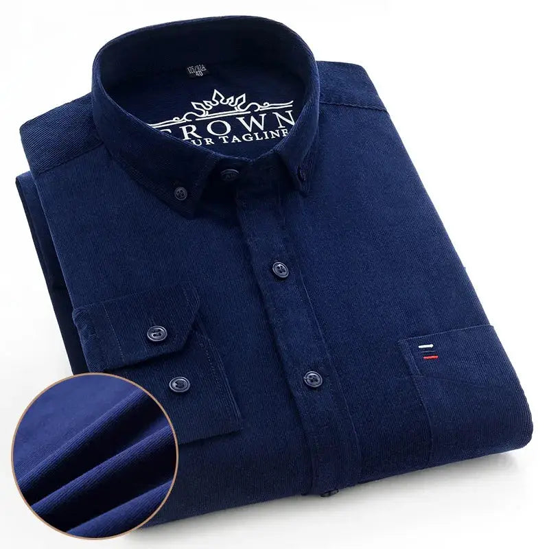 Oversize Corduroy Shirt For Men's Clothing Casual Long Sleeve Shirts Male Cotton Comfortable Soft Button-down Collar Brown Shirt by All Mart Bristol Ltd