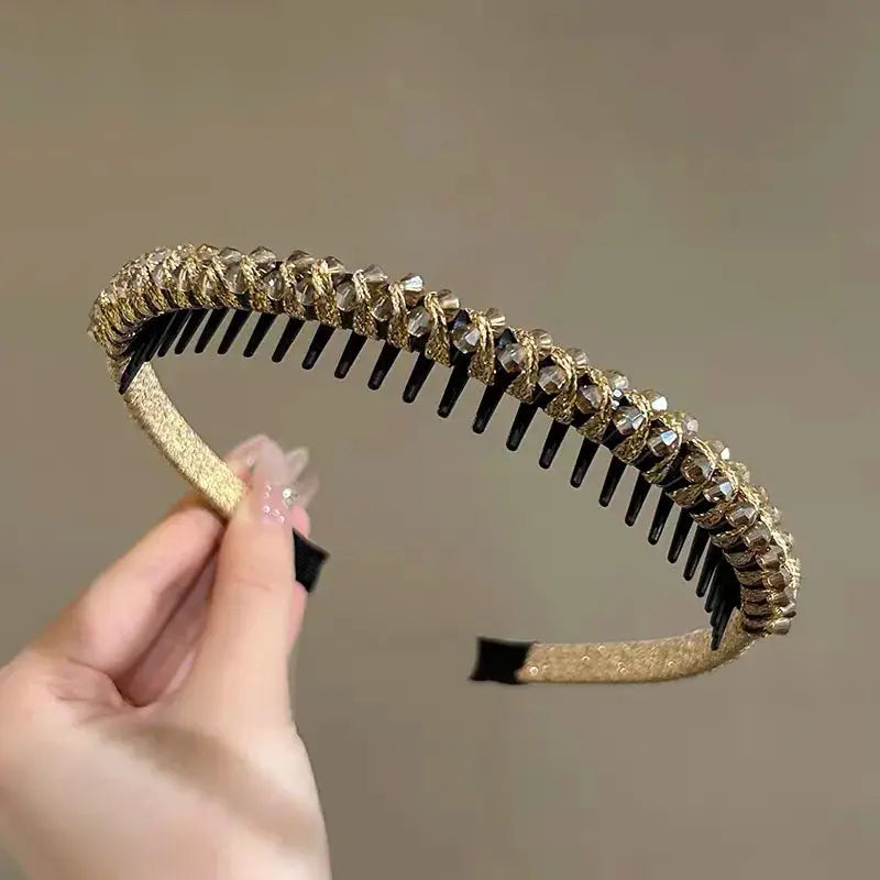 AWAYTR Women Pearl Rhinestones Antislip Hairband For With Teeth Hair Band Headband Hair Hoop Bezel Fashion Hair Accessories by All Mart Bristol Ltd